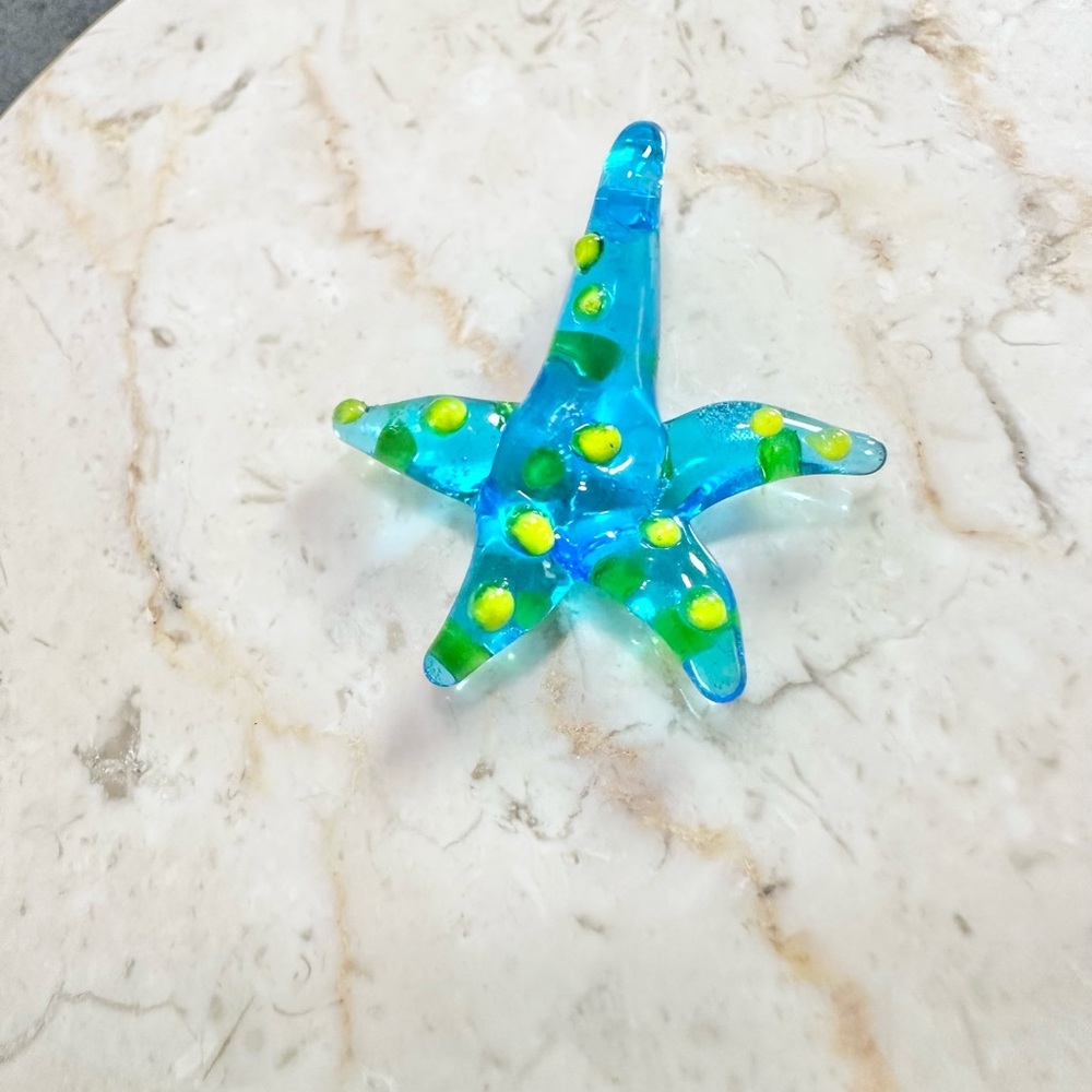 Blue And Yellow Art Glass Starfish Pendant